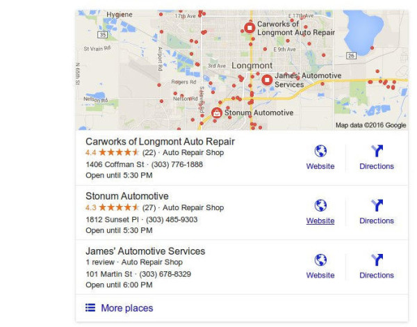 Local search results